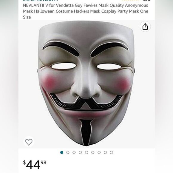 Cosplay Vendetta Masks. Set of 2. Vintage. Sturdy plastic. - Picture 2 of 5